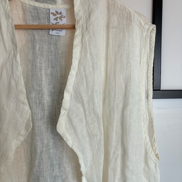 Matchpoint USA Linen Semi sheer long open vest. Women’s Large - Picture 5 of 15